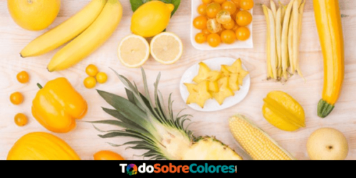 frutas y verduras de color amarillo